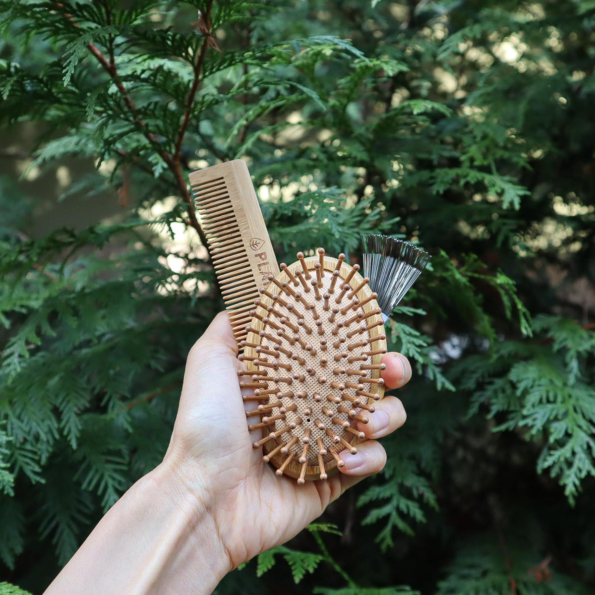On-The-Go Bamboo Hair Brush Set